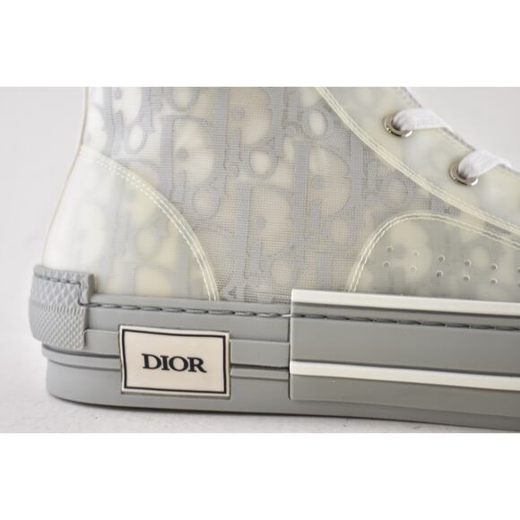 Dior Mens B23 Grey Oblique Logo Transparent High Top Lace Up Flat Sneaker 44 11 - Picture 4 of 12